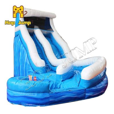 parc aquatique extérieur de courbe de 18ft d'eau d'utilisation commerciale gonflable sèche humide bleue de glissière